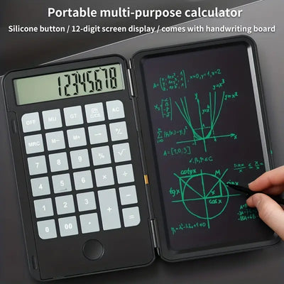 Portable multi-purpose LCD calculator with handwriting board for easy note-taking in math.