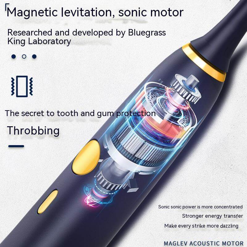 Magnetic levitation sonic motor of an electric toothbrush, showcasing advanced technology for tooth and gum protection.