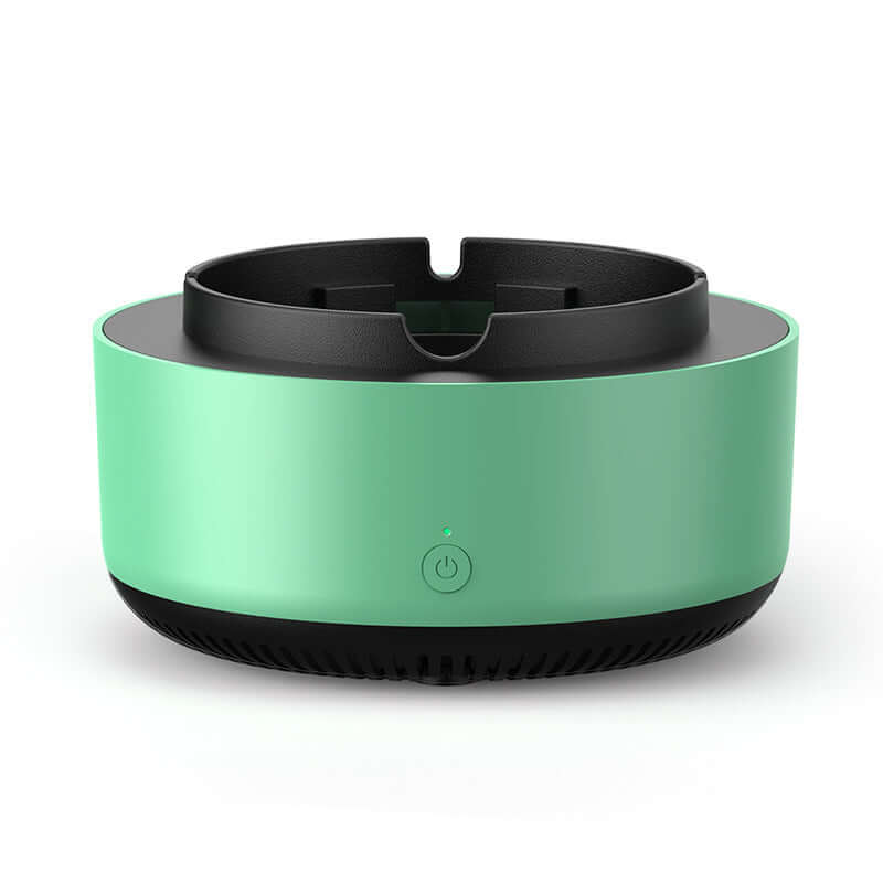 Intelligent ash tray air purifier in mint green, designed to improve air quality and promote a healthier lifestyle.