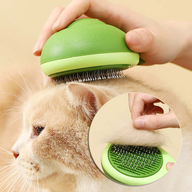 Avocado-Shaped Cat and Dog Grooming Brush with Hair Remover Function