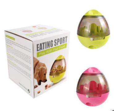 Happy Leaking Food Pet Supplies, dog food dispenser in green and pink, promotes fun and interactive feeding.