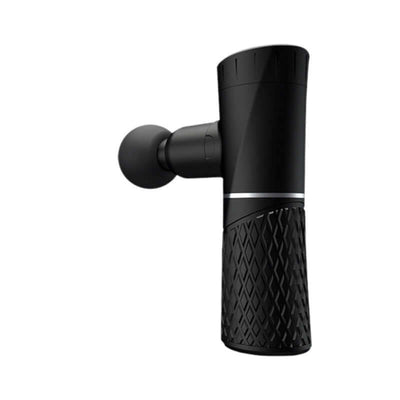 Mini USB massage gun for muscle relaxation, featuring a black design and percussion massage technique.