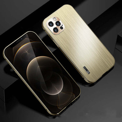 All-Inclusive Brushed Metal Shatter-Resistant Phone Case for iPhone/Samsung