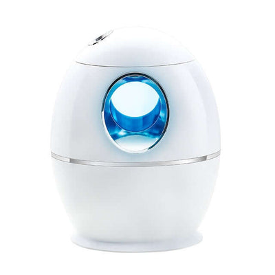 800ML Mini Air Humidifier in white, featuring a sleek egg design and blue accent, ideal for home or office use.