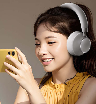 Head-Mounted Bluetooth Headset with Heavy Bass and Active Noise Reduction