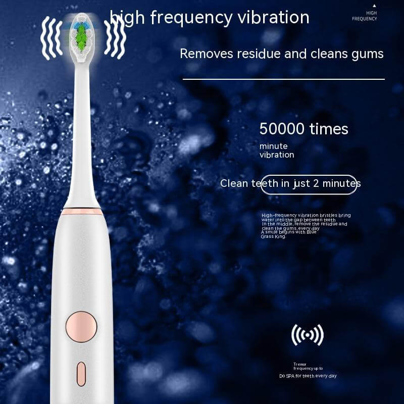 High frequency vibration electric toothbrush, removes residue and cleans gums efficiently in just 2 minutes.