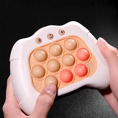 Hand holding a Push Popper toy with multiple bubbles ready to be popped, ideal for stress relief and entertainment.