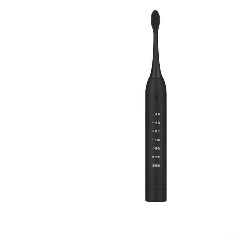 Black sonic electric toothbrush with multiple cleaning modes and sleek design for effective oral care.