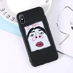 Lovebay iPhone case with artistic face design and text 'I am cool', compatible with various iPhone models, anti-fingerprint.