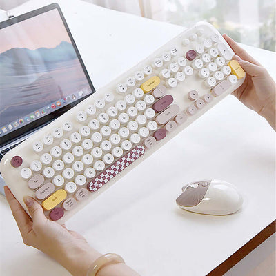 Cartoon Cute Wireless Keyboard and Mouse Set for Desktop and Laptop