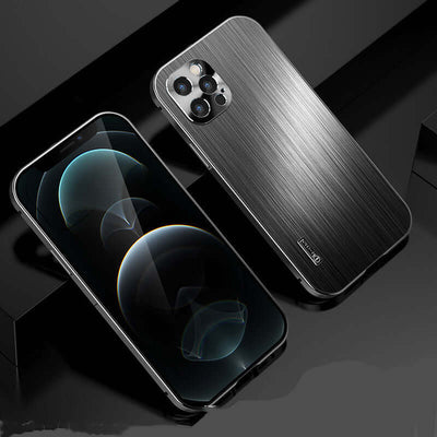 All-Inclusive Brushed Metal Shatter-Resistant Phone Case for iPhone/Samsung