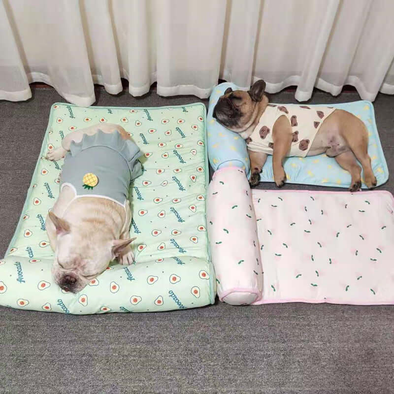 This is a cooling mat or blanket designed for pets, primarily dogs and cats.