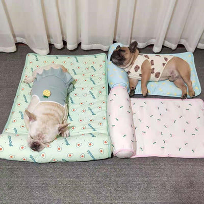 This is a cooling mat or blanket designed for pets, primarily dogs and cats.