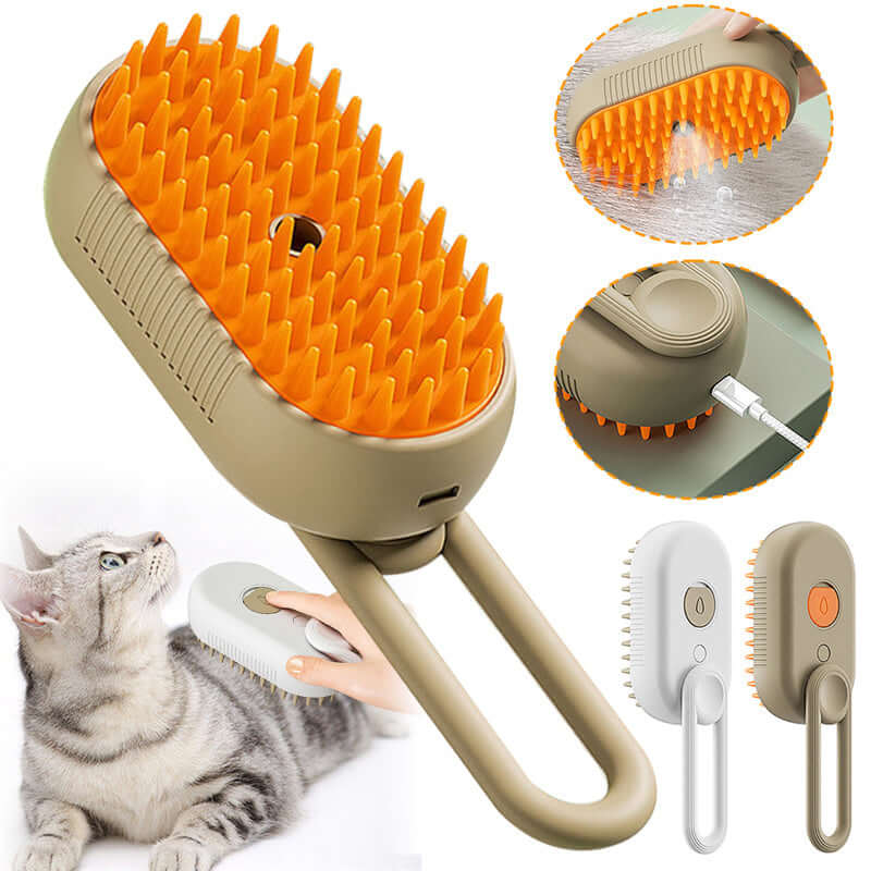 3-in-1 Electric Steam Pet Brush for Cats and Dogs