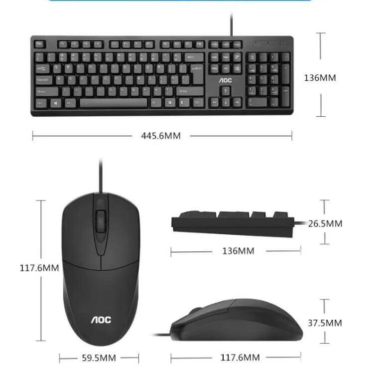 USB Wired Keyboard and Mouse Set for All-in-One Laptop and Desktop Computers