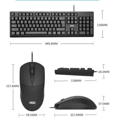 USB Wired Keyboard and Mouse Set for All-in-One Laptop and Desktop Computers