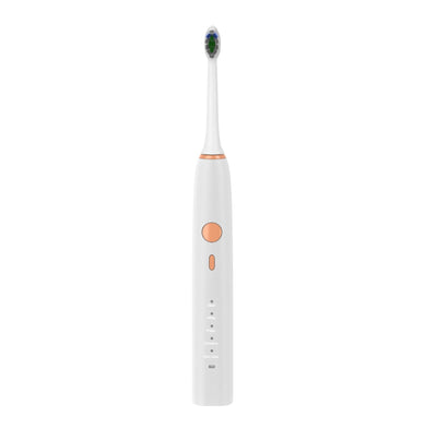 Smart wireless charging electric toothbrush in white, featuring multi-gear adjustment and a sleek design.