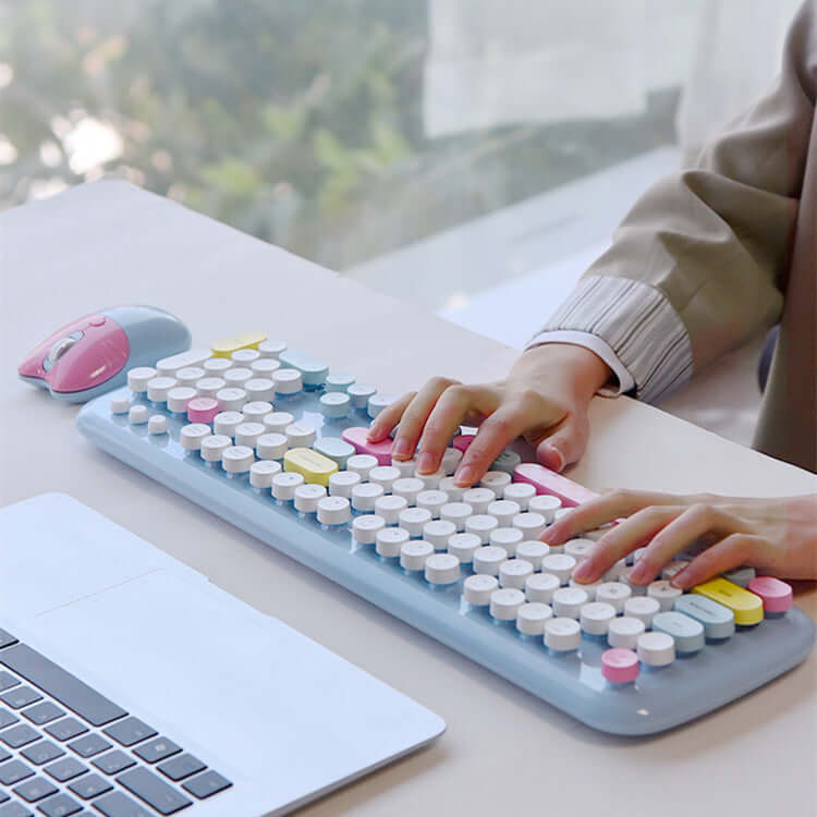Cartoon Cute Wireless Keyboard and Mouse Set for Desktop and Laptop