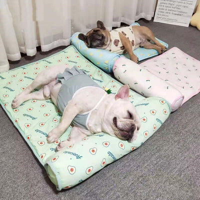 This is a cooling mat or blanket designed for pets, primarily dogs and cats.