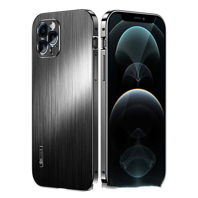 All-Inclusive Brushed Metal Shatter-Resistant Phone Case for iPhone/Samsung
