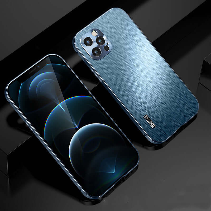 All-Inclusive Brushed Metal Shatter-Resistant Phone Case for iPhone/Samsung