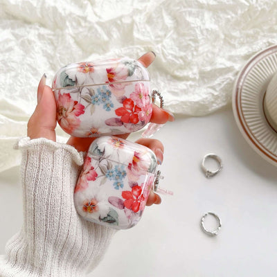 Bluetooth Earbuds Protective Case with Simple Watercolor Flower Design