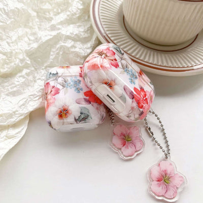 Bluetooth Earbuds Protective Case with Simple Watercolor Flower Design