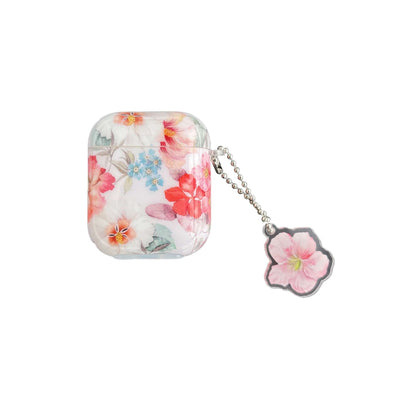 Bluetooth Earbuds Protective Case with Simple Watercolor Flower Design