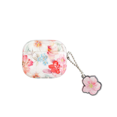 Bluetooth Earbuds Protective Case with Simple Watercolor Flower Design