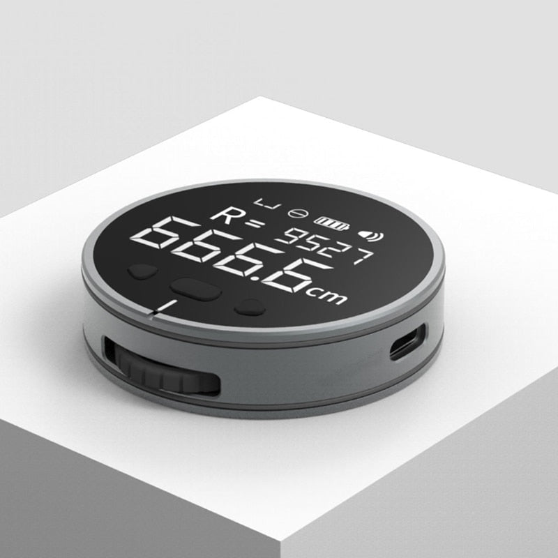 Digital measurement tape displaying accurate measurements on a sleek surface, perfect for easy and fun measuring.