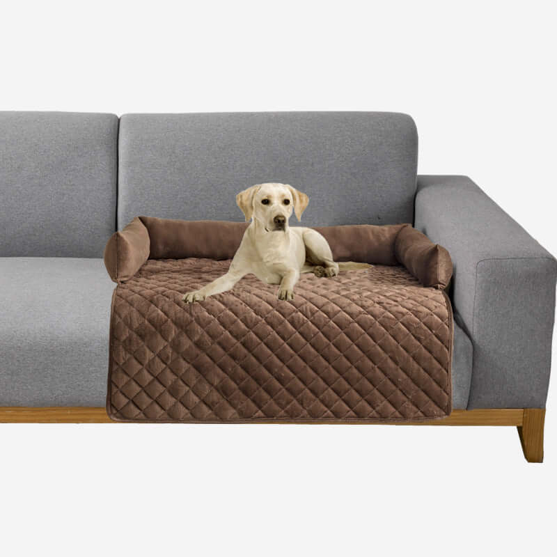Comfortable dog sofa bed for large dogs, protecting furniture with soft plush design.