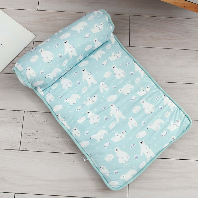 This is a cooling mat or blanket designed for pets, primarily dogs and cats.