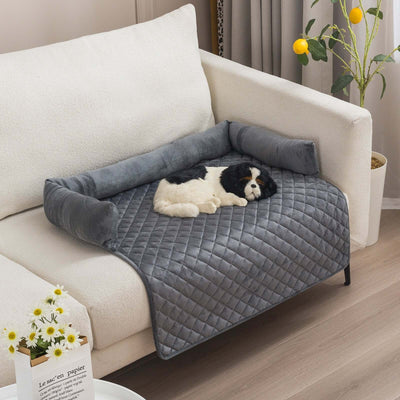 Cozy pet dog sofa bed with plush cushion, perfect for large dogs and cats, protecting furniture from hair and damage.