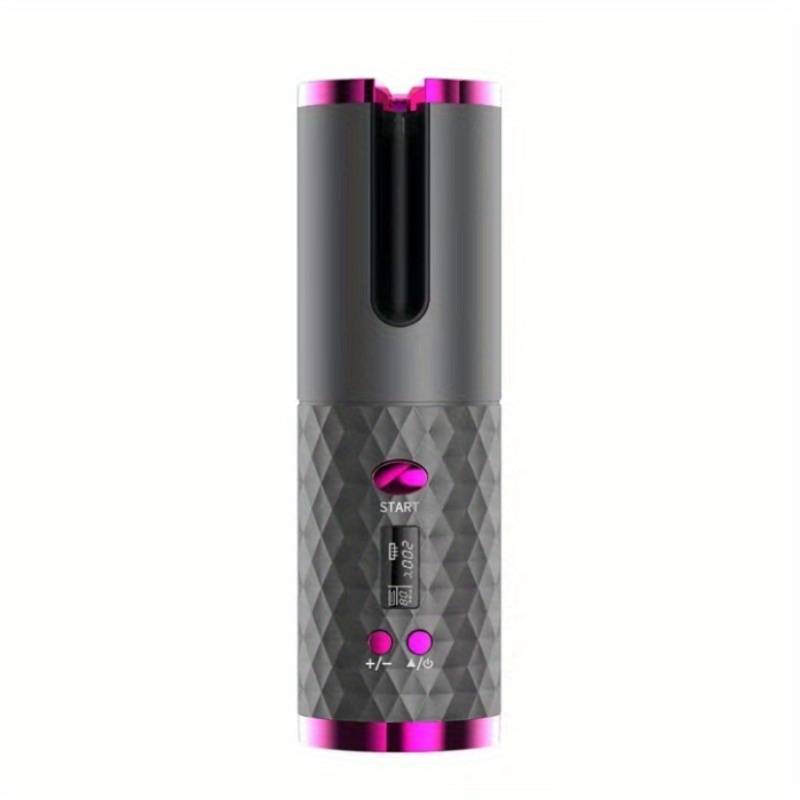 Portable Hair Curler with a sleek design featuring a black and pink color scheme, easy to use for creating curls.