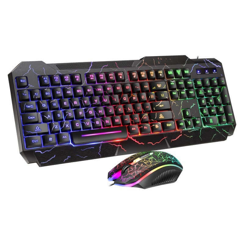 Crackle Word Luminous Gaming Keyboard and 4D Mouse Set with Backlight