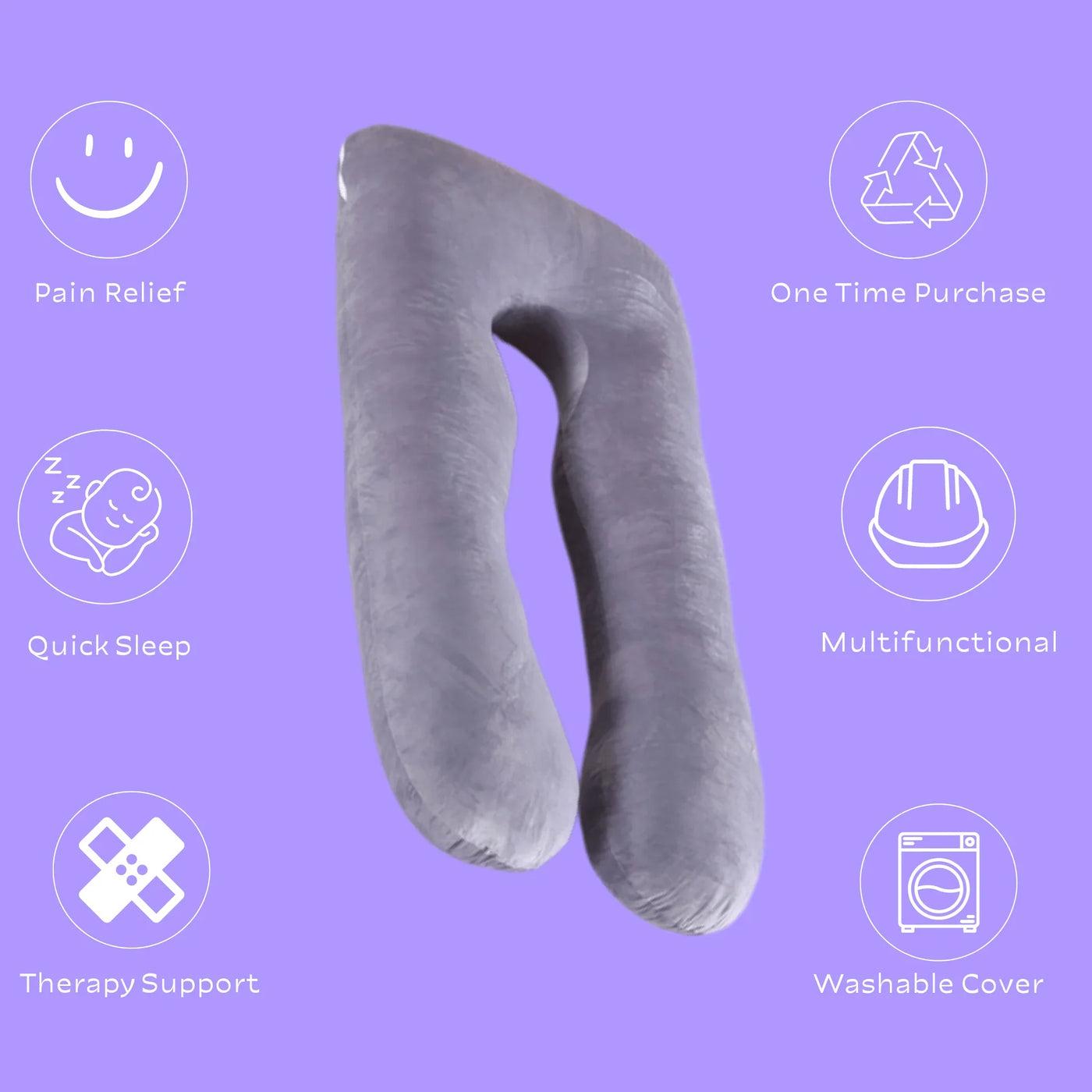 Sleep Therapy Pillow featuring a contoured U shape for pain relief, quick sleep, and therapeutic support with a washable cover.