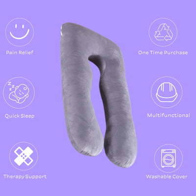 Sleep Therapy Pillow featuring a contoured U shape for pain relief, quick sleep, and therapeutic support with a washable cover.