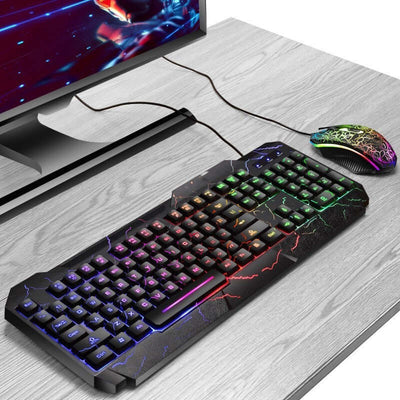Crackle Word Luminous Gaming Keyboard and 4D Mouse Set with Backlight