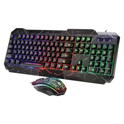 Crackle Word Luminous Gaming Keyboard and 4D Mouse Set with Backlight