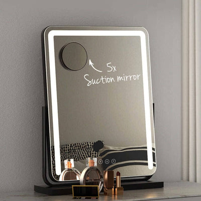 Desktop Smart LED cosmetic mirror with suction feature, ideal for bedroom and bathroom use.