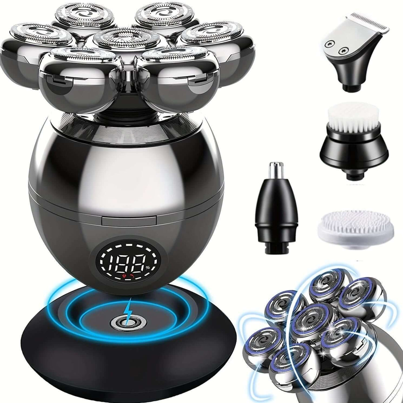 LARGNER 5-in-1 Detachable Head Shaver for Bald Men, IPX7 Waterproof