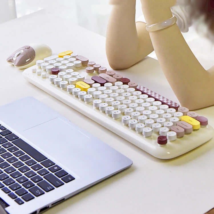 Cartoon Cute Wireless Keyboard and Mouse Set for Desktop and Laptop