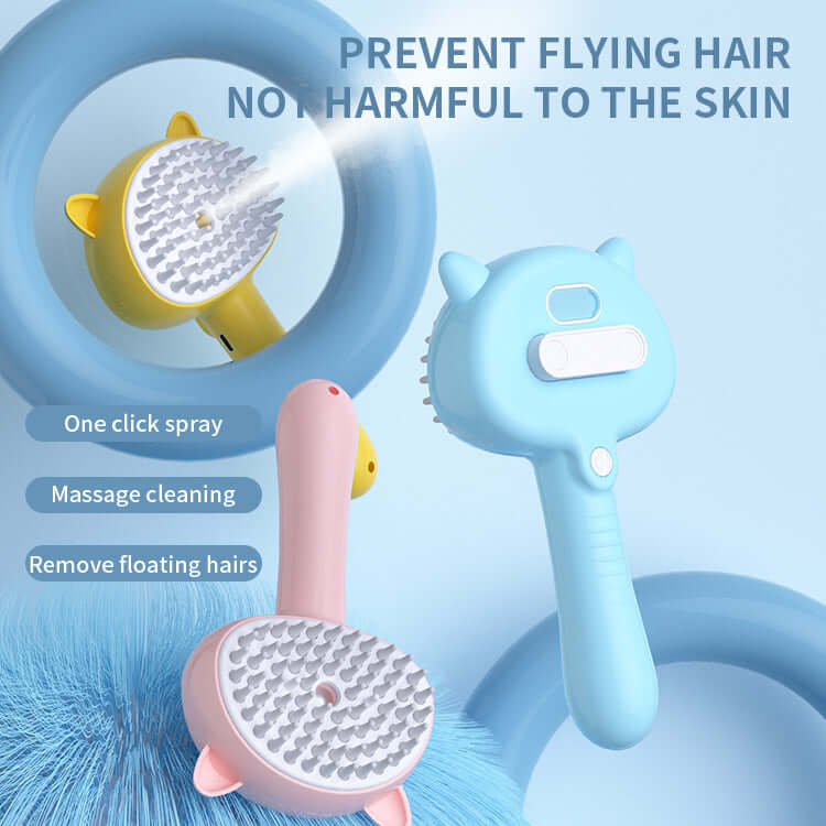 Hair Cleaning Brush With Mist Multifunctional Cat Grooming Brush Rechargeable Self Cleaning Slicker Brush