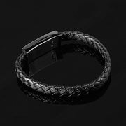 Stylish black braided charging bracelet designed for on-the-go phone charging with rapid technology.