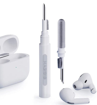 Airpod cleaning kit including tools for hygienic cleaning of Airpods and charging case.