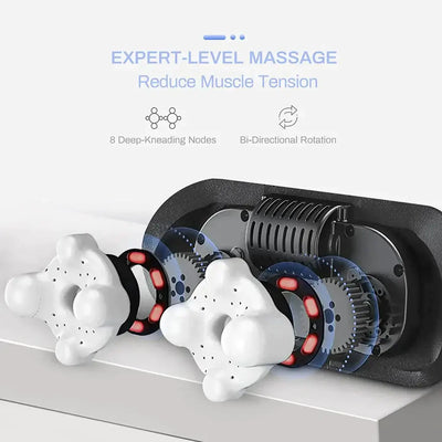 Expert-level neck and shoulder massager with 8 deep-kneading nodes and bi-directional rotation for muscle tension relief.