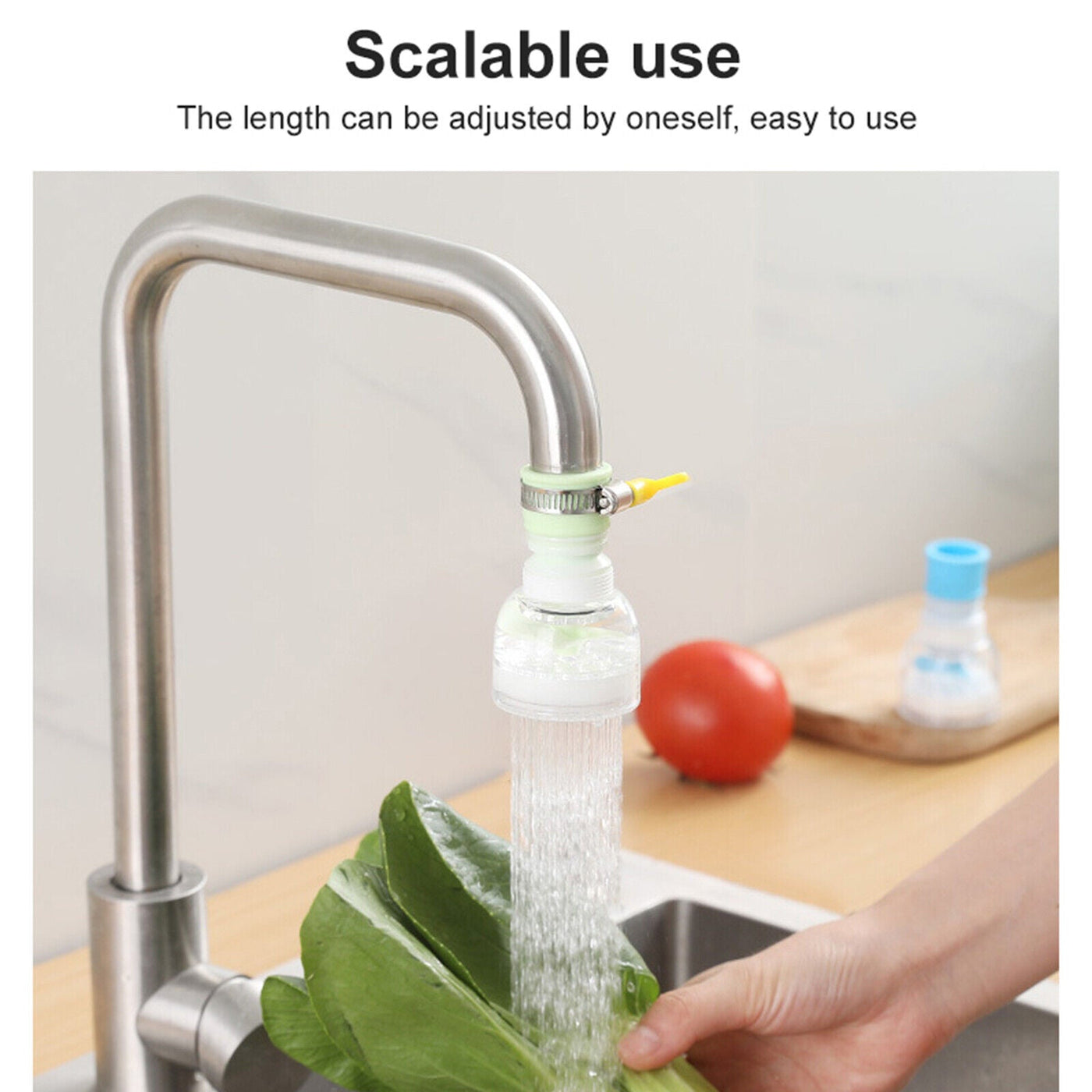 360-rotation kitchen sink faucet extender adjusting water flow for easier cleaning of vegetables and dishes