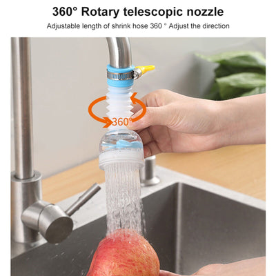 360-degree rotary telescopic nozzle for kitchen sink faucets, adjustable hose for easy washing.
