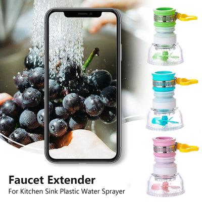 Faucet extenders for kitchen sprayers in vibrant colors, enhancing flexibility for washing dishes and fruits with minimal splashing.